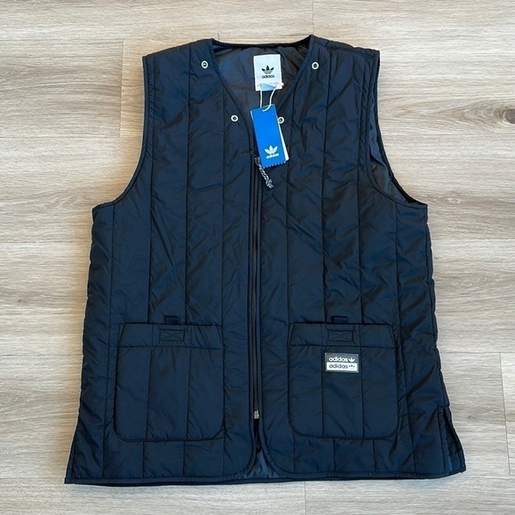 adidas ORIGINALS MEN'S R.Y.V. LIGHT PADDED UTILITY VEST GILET BLACK RETRO small - Picture 1 of 5